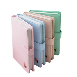 CustomアジェンダPu Leather Budget Binderオフィス用品Notebook Planner Soft Cover A5 A6 Boundジャーナルバックルリングバインダー