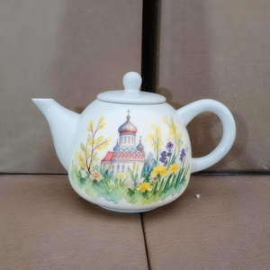 <span class=keywords><strong>Théière</strong></span> en céramique de haute qualité de style <span class=keywords><strong>russe</strong></span> avec impression d'éléments russes - Product Image 1