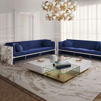 Table basse moderne et élégante de luxe Boîte en verre miroir au design unique avec marbre noble Table de centre de style moderne modeste