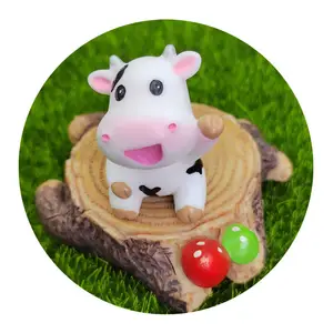 Mini animais de resina para leite, ornamentos de decoração em miniatura para jardim das fadas para passeio, casa, festa, bolo