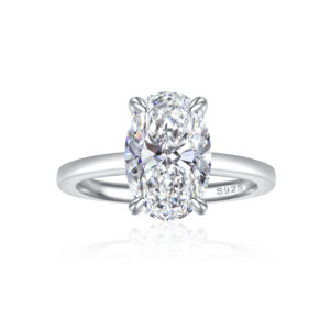 Custom Jewelry Factory 925 Sterling <b>Silver</b> High Quality Oval Cut Rhodium Plated 5A White Zircon Engagement Promise <b>Ring</b> Party - Product Image 2