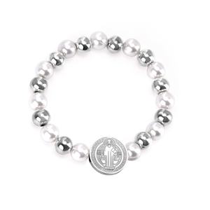 Custom Charm Tennis <b>Bracelet</b> 18k Gold <b>Elastic</b> Stainless Steel 18K Gold Plated Bulk Pearl <b>Bracelet</b> Femme - Product Image 5