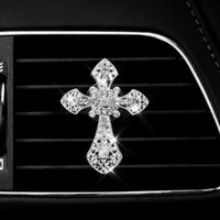 Diffuseur de parfum pour voiture V-6665 en forme de croix de Jésus en cristal, décoration intérieure automobile, clip pour grille d'aération