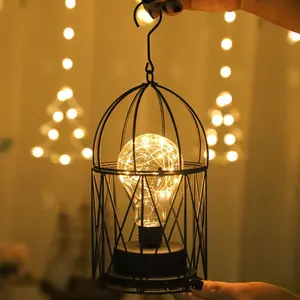 Christmas Decoration Colorful Lights Birdcage Iron LED Christmas Night Light Table Lamp New Year Light For Home Decoration