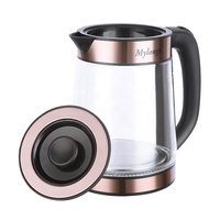 Bouilloire électrique en verre MY-6618 sans fil avec base rotative à 360 degrés, arrêt automatique, pour le thé, appareil de cuisine