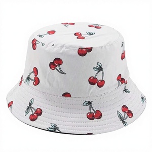 Gorra de Pescador Unisex 2025 para Primavera, Verano y Otoño, con Bordado 3D, Reversible, con Estampado de Frutas en Blanco y Negro y Cerezas Rojas - Product Image 2