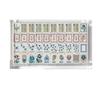 Tuiles de Mahjong pliables de luxe modernes vert émeraude personnalisées avec motifs artistiques Ginkgo pour le divertissement