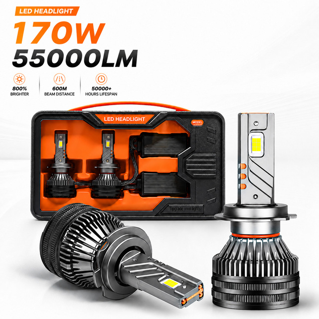 Three Copper Tube 170w 55000LM Led Faros H7 H11 Light Car Bulb Bombillos 9005 9006 H1 Canbus Luces H4 T10 Led Headlights for Car