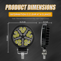 Phare de travail LED rond de 4 pouces à 15 perles, bicolore, pour camion tout-terrain et Jeep