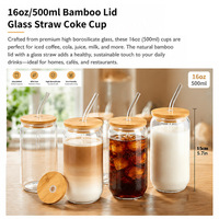 Glazen drinkbeker op maat, koffiemok van borosilicaatglas, sublimatietumbler, glazen beker van 16 oz met deksel en rietje