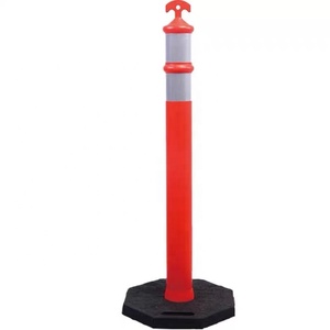 4パック 45インチ トラフィックコーン セーフティバリア デリニエーターポストコーン 10インチ反射バンド付き、11ポンド 八角形ゴムベース トラフィック - Product Image 4