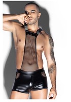 Sous-vêtements sexy en polyester grande taille pour hommes, style résille ajourée, tenue de club, uniforme de jeu de rôle pour bar, lingerie de jeu coquin, écologique