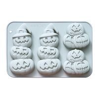 Moule en silicone à 4 cavités, thème citrouille d'Halloween, pour pâtisserie et chocolat, ensemble d'outils de cuisson