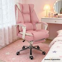 Chaise de bureau confortable pour le travail sédentaire, chaise d'ordinateur inclinable à dossier haut, pivotante, en cuir, ergonomique, avec structure en acier à 5 étoiles