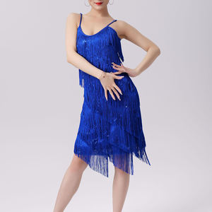 Vestido de Fiesta con Flecos para Mujer, Vestidos de Baile <span class=keywords><strong>Latino</strong></span> sin Mangas, Vestidos con Lentejuelas Sexys con Flecos - Product Image 5