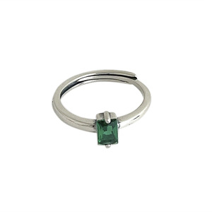 Yinruitai S925 Sterling <b>Silver</b> Sugar Cube Open <b>Ring</b> For Women Minimalist Design <b>Emerald</b> Zircon Adjustable Everyday Wear - Product Image 5