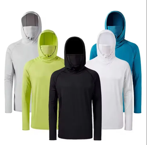 Sudadera con capucha de pesca con logotipo personalizado corto Camiseta de secado rápido Poliéster Manga larga Upf 50 Hooded Spf Outdoor <span class=keywords><strong>Pfg</strong></span> Camisas de pesca para hombres - Product Image 1