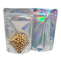 Sacs de bonbons holographiques à imprimé personnalisé Sacs de bonbons en mylar 3.5g translucides au laser à double fermeture éclair