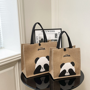 Custom Printed Jute Tote Bag Reusable Shopping <b>Handbag</b> with OEM Service for Women - Product Image 1