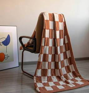 Lightweight Chartreuse and Beige Bed <strong>Blanket</strong> Reversible Knitted Checkered Plaid Woven Tapestry Throw <strong>Kingsize</strong> - Product Image 5