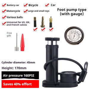 Bomba de Ar Portátil Mini de Alumínio 140PSI com Manômetro para Pneus de Bicicleta Elétrica e Motocicleta Presta Schrader - Product Image 1