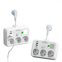 Stop Kontak Listrik Baru Standar Uni Eropa 4 Lubang Multi Outlet Port USB Lampu Malam LED Kuningan ABS untuk Meja Studio