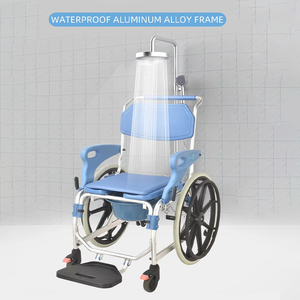 Silla <span class=keywords><strong>de</strong></span> Inodoro Portátil Reforzada con Ruedas Traseras <span class=keywords><strong>de</strong></span> 22 Pulgadas <span class=keywords><strong>para</strong></span> Cuidado en el Hogar, Rehabilitación y Equipo Médico <span class=keywords><strong>de</strong></span> Fábrica - Product Image 2