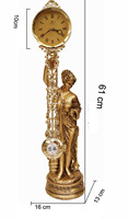 Horloge de table silencieuse à pendule oscillant, style européen, en bronze et résine, représentant la « Déesse des Fleurs », mouvement à quartz