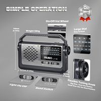 Radio Portátil AM/FM/SW PRUNUS J-15 con Alimentación por Batería y Corriente Eléctrica, Altavoz Grande de 3W, Tecnología de Transistor, Linterna, Uso de Emergencia