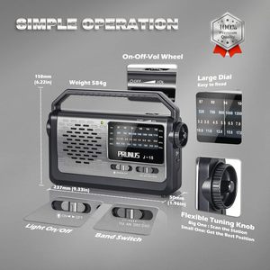 Radio Portátil AM/<span class=keywords><strong>FM</strong></span>/SW PRUNUS J-15 con Alimentación por Batería y Corriente Eléctrica, Altavoz Grande de 3W, Tecnología de Transistor, Linterna, Uso de Emergencia - Product Image 2