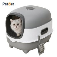 Litière automatique pour chat Petora avec désodorisation UV, grande litière fermée pour animaux de compagnie, toilette pour chat, maison pour chat pour usage intérieur