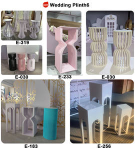 LISSE OME noir pvc rond gâteau affichage socle ensemble ondulation socle support pour fête mariage événement décor - Product Image 2