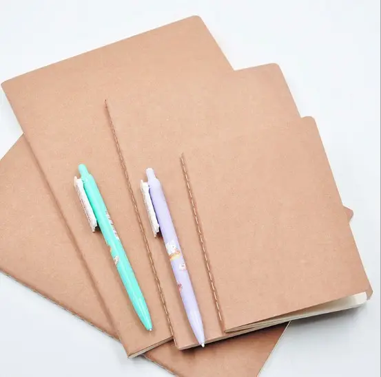 Großhandel Weiche Kraft Papier Abdeckung A4 A5 B5 Notebook mit 40 blätter Ausgeschlossen Blank Linie Tagebuch Hinweis Buch für Schule