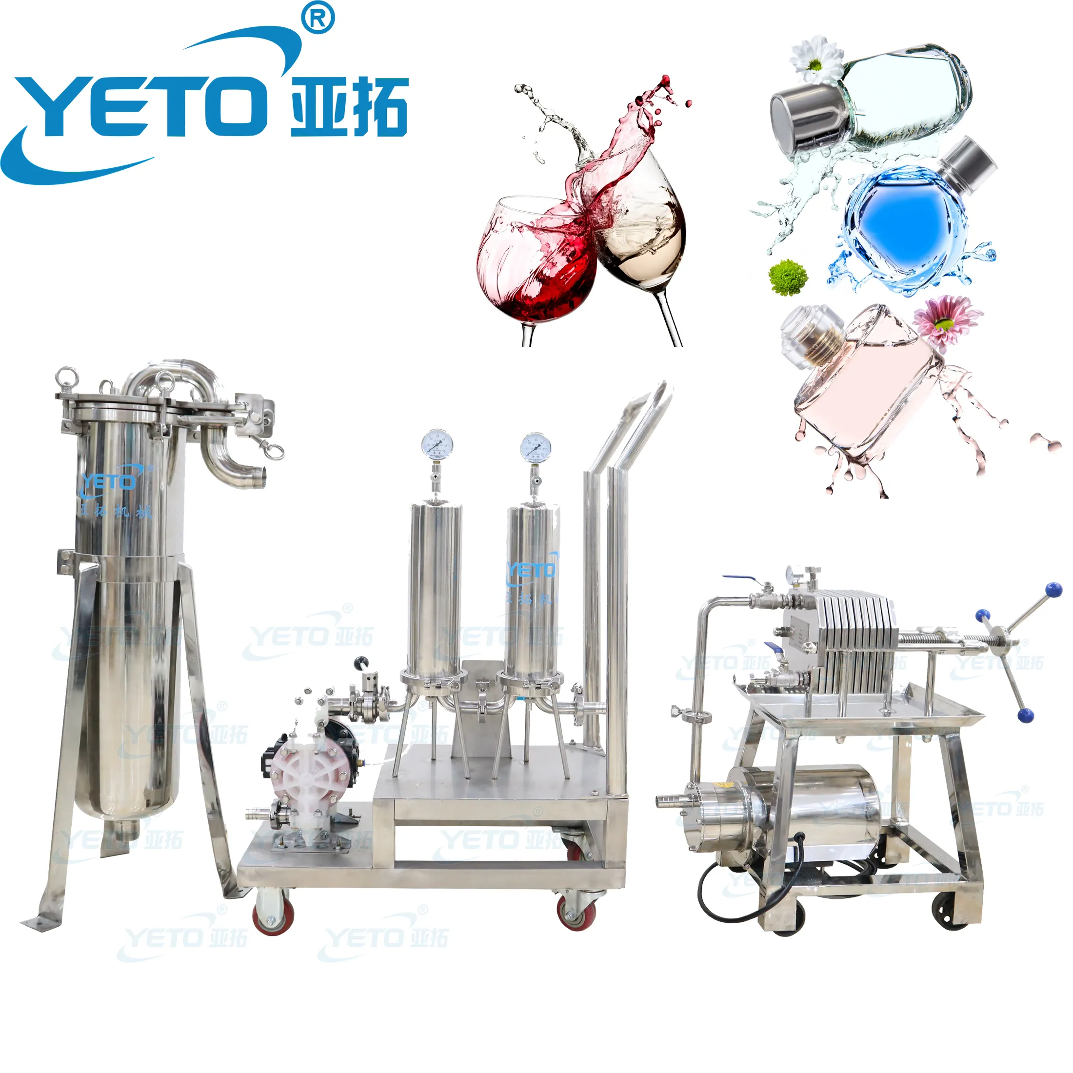 YETO-100-1000L Perfume Fragrance Milk Filter Beverage Small Scale Stainless Steel Water Rum Filter Machine