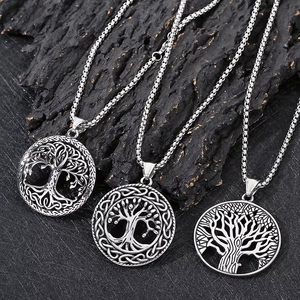 Pendentifs unisexes en acier inoxydable couleur argent/or, style vintage, arbre du monde nordique - Product Image 2