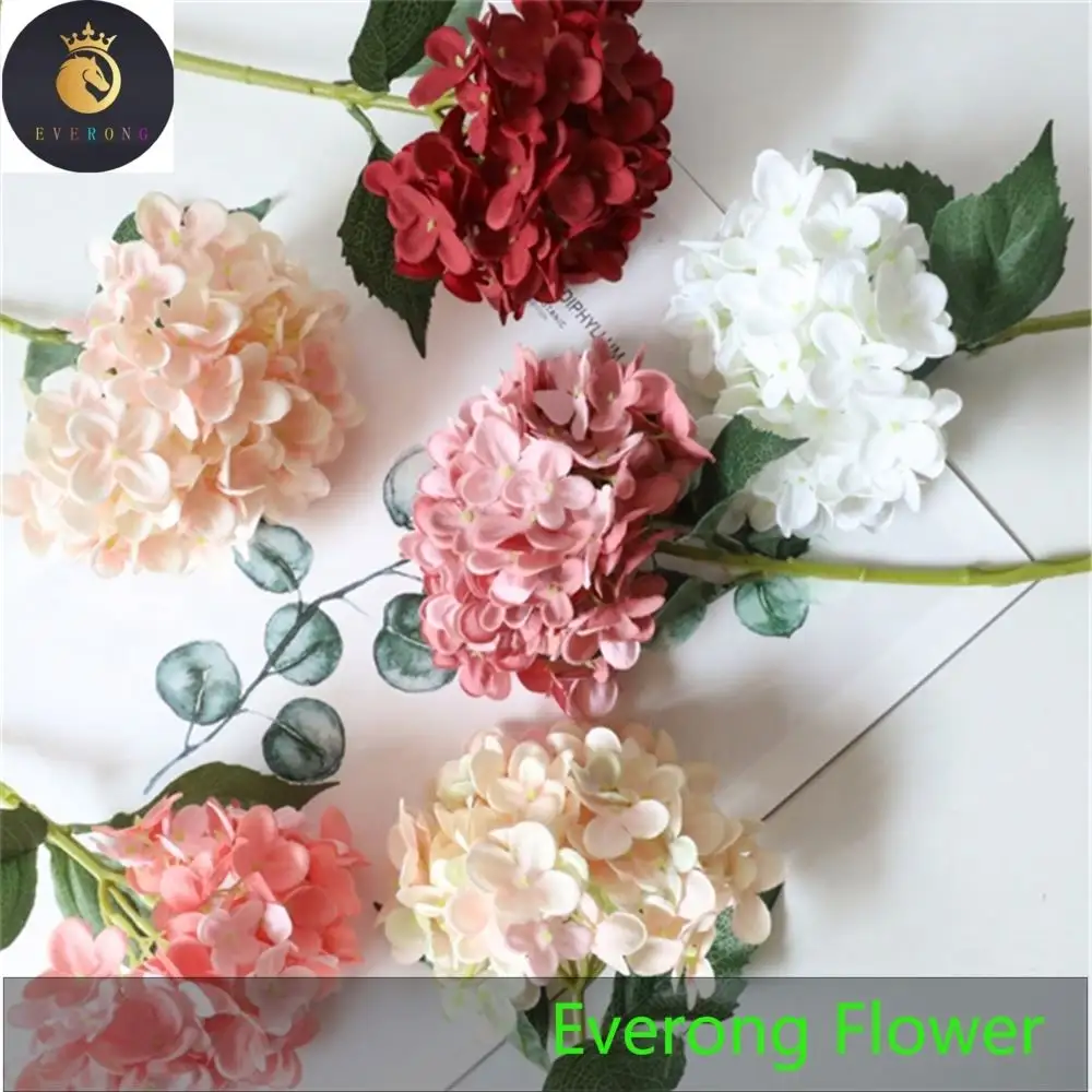Wholesale Cheap Artificial White Red Small Hydrangea Flower Stems Silk Fabric For Wedding Home Party Decoration Bridal Bouquet