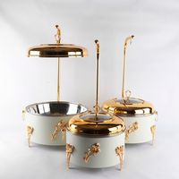Chauffe-Plat Buffet 8L 10L en Acier Inoxydable 201 Épaissi Blanc Doré avec Couvercle Visible Suspendu pour Hôtels et Banquets de Mariage