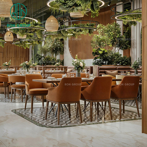 Juego <span class=keywords><strong>de</strong></span> Muebles <span class=keywords><strong>de</strong></span> Lujo Modernos <span class=keywords><strong>para</strong></span> Cafetería o Restaurante, con <span class=keywords><strong>Mesa</strong></span> Redonda <span class=keywords><strong>de</strong></span> Madera y Cuero, Asientos <span class=keywords><strong>de</strong></span> Media Luna y Sofá - Product Image 6