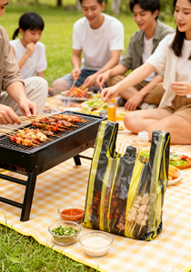 <span class=keywords><strong>Sac</strong></span> fourre-tout en forme de t-shirt imprimé à chaud rayé Hualong en HDPE résistant à l'humidité avec poignée pour les courses, les supermarchés et les affaires - Product Image 4