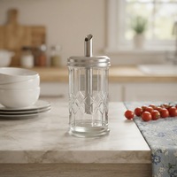 Bouteille Distributrice d'Huile d'Olive en Verre Gaufré avec Bec Verseur et Couvercle – Contenant de Rangement pour Vinaigre et Sirop de Cuisine – Offre Spéciale
