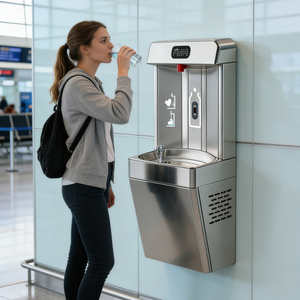 <span class=keywords><strong>Fontaine</strong></span> <span class=keywords><strong>à</strong></span> <span class=keywords><strong>eau</strong></span> potable mains libres Ada, filtrée, commerciale, avec bulleur et station de refroidissement réfrigérée pour hôpitaux et écoles - Product Image 1