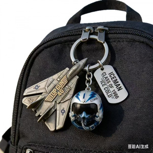 Porte-clés Top Gun 40ème Anniversaire en Alliage, Pendentif Casque de Chasseur Aérien, Chaîne de Clés Métallique - Product Image 5