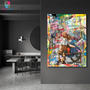 UNIART-Deux Petites <span class=keywords><strong>Guess</strong></span> Décoration murale Banksy Toile Art Mural Photo Print Modern Bedroom Decor Posters Graffiti Street Art - Product Image 6