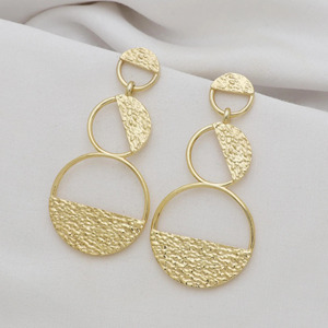 High Selling Gold plated brass long designer earrings with shiny brushed texture , Party wear earrings - Product Image 2