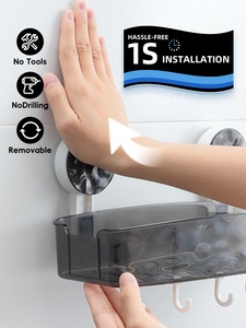 Porte-accessoires de douche mural transparent en plastique moderne, à un seul niveau, pour vaisselle et shampoing, portable et peu encombrant - Product Image 6