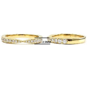 Bague de Fiançailles et de Mariage Empilable en Or Jaune 18 carats avec Diamants Véritables, Design Élégant, Meilleures Ventes, pour Femme - Product Image 2