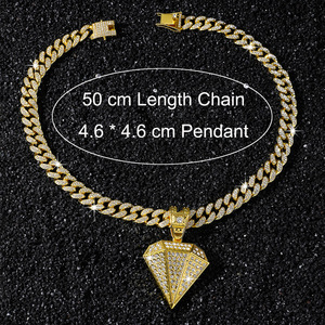 Collar con Colgante de Diamante Geométrico de Diseño Hiphop, Cadena Cubana de Aleación, Collares para Hombre, Joyería de Moda - Product Image 5