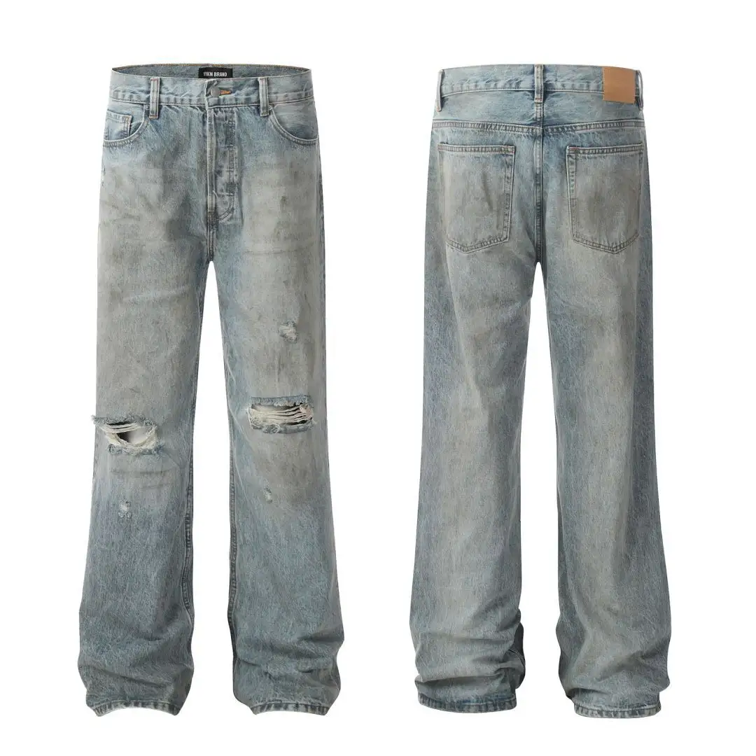 Duollb Chất Lượng Cao Cổ Điển Người Đàn Ông Mỹ Của Jeans Thời Trang Đường Phố Denim Quần Mens Thiết Kế Jeans Ánh Sáng Màu Xanh Denim Bùng Jeans