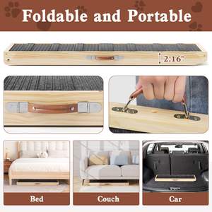 Aangepaste Opvouwbare Hondenhelling Draagbare Antislip Hondenhelling Lange Verstelbare Houten Hondentrap Opstapladder Met Hoge Tractiemat - Product Image 4