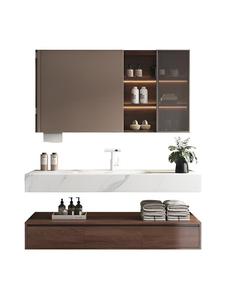 Meuble de salle de bain suspendu avec lavabo intégré en ardoise de style médiéval, lavabo à poser, lavabo mural - Product Image 2